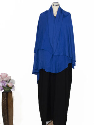blauwe dubbel shaffon hijab met jurk