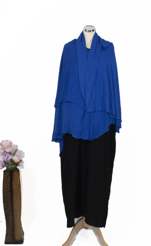 blauwe dubbel shaffon hijab met jurk