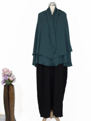 Groene dubbel shaffon hijab  met jurk
