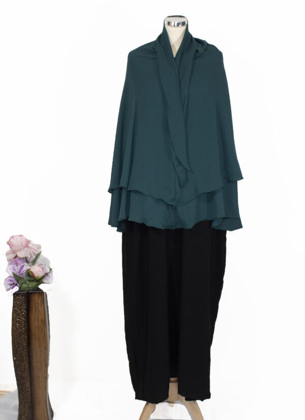 Groene dubbel shaffon hijab  met jurk