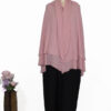 Roze dubbel shaffon hijab met jurk