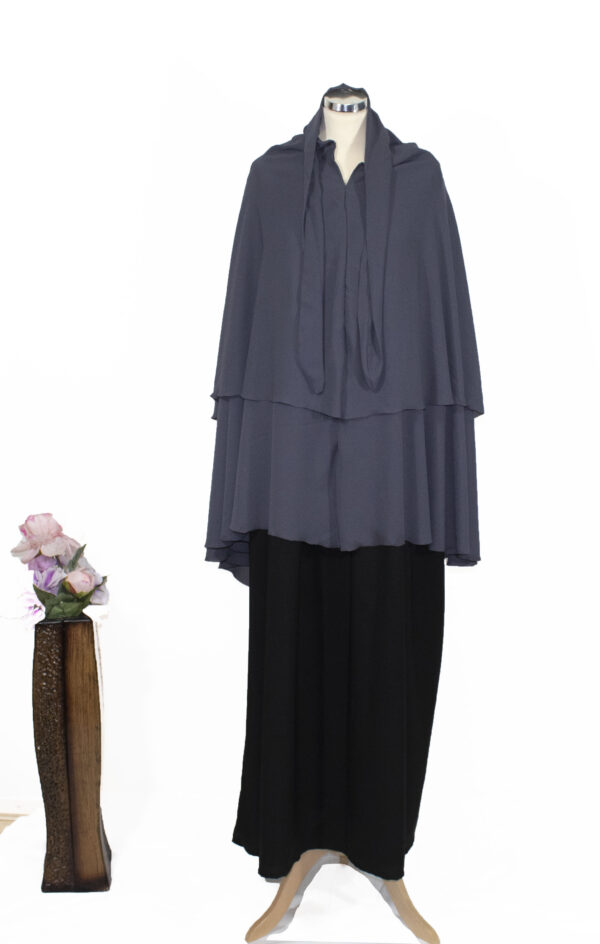 grijze dubbel shaffon hijab